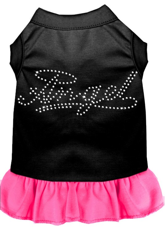 Rhinestone Angel Dress Black with Bright Pink Med